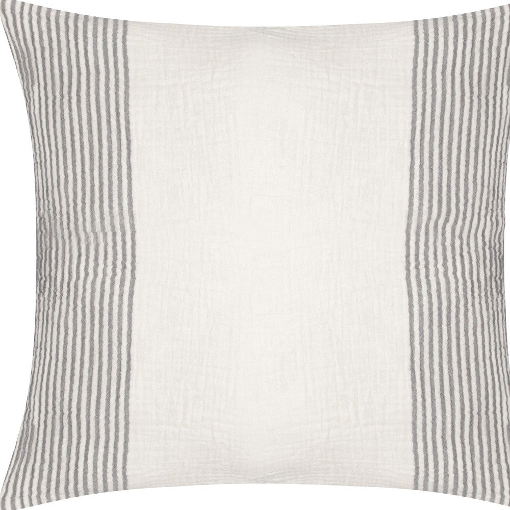 22" Blue Striped Cotton Throw Pillow