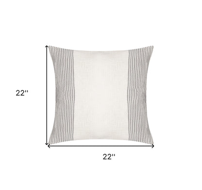 22" Blue Striped Cotton Throw Pillow