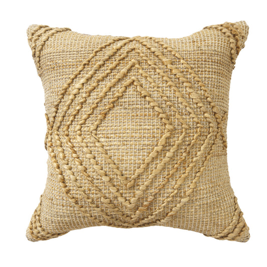 22" X 22" Brown Jute Pillow With Unavailable Edges