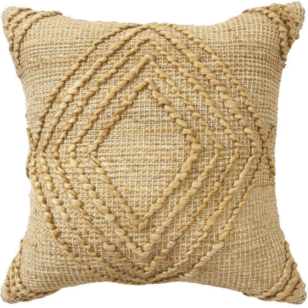 22" X 22" Brown Jute Pillow With Unavailable Edges