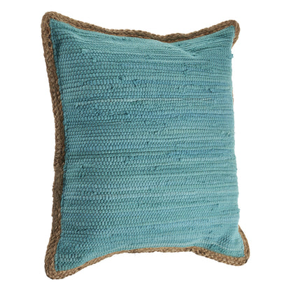 Set of Two Turquoise Cotton Throw Pillow With Ruffle