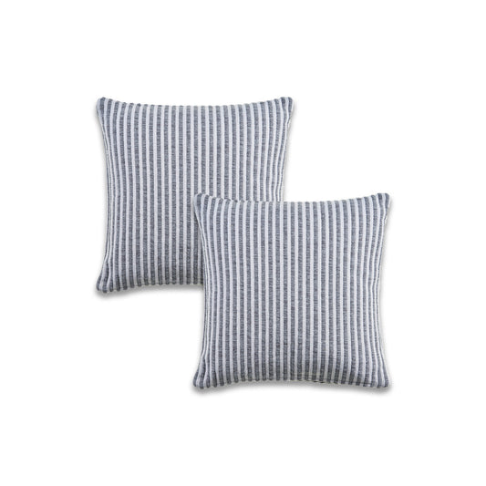 Set of Two Gray Striped Cotton Throw Pillow