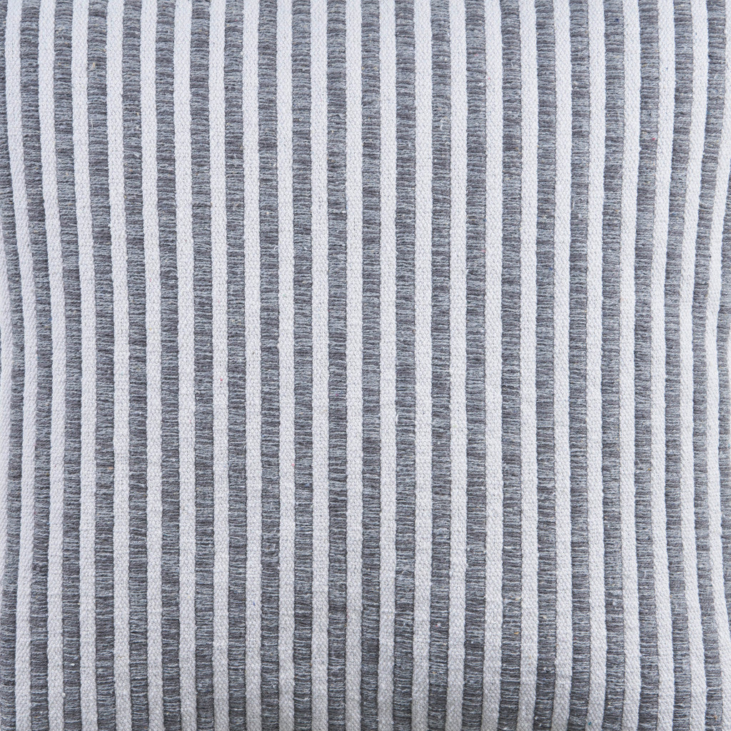 Set of Two Gray Striped Cotton Throw Pillow