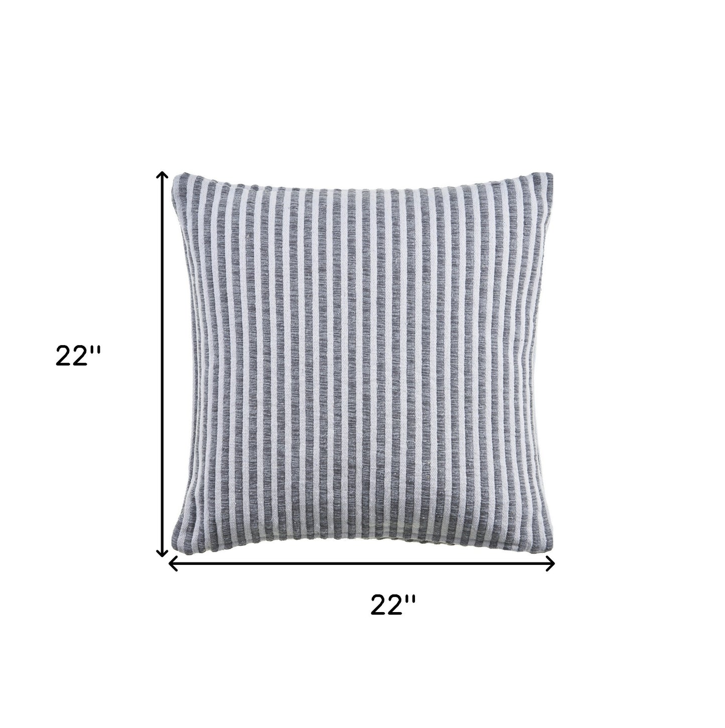 Set of Two Gray Striped Cotton Throw Pillow