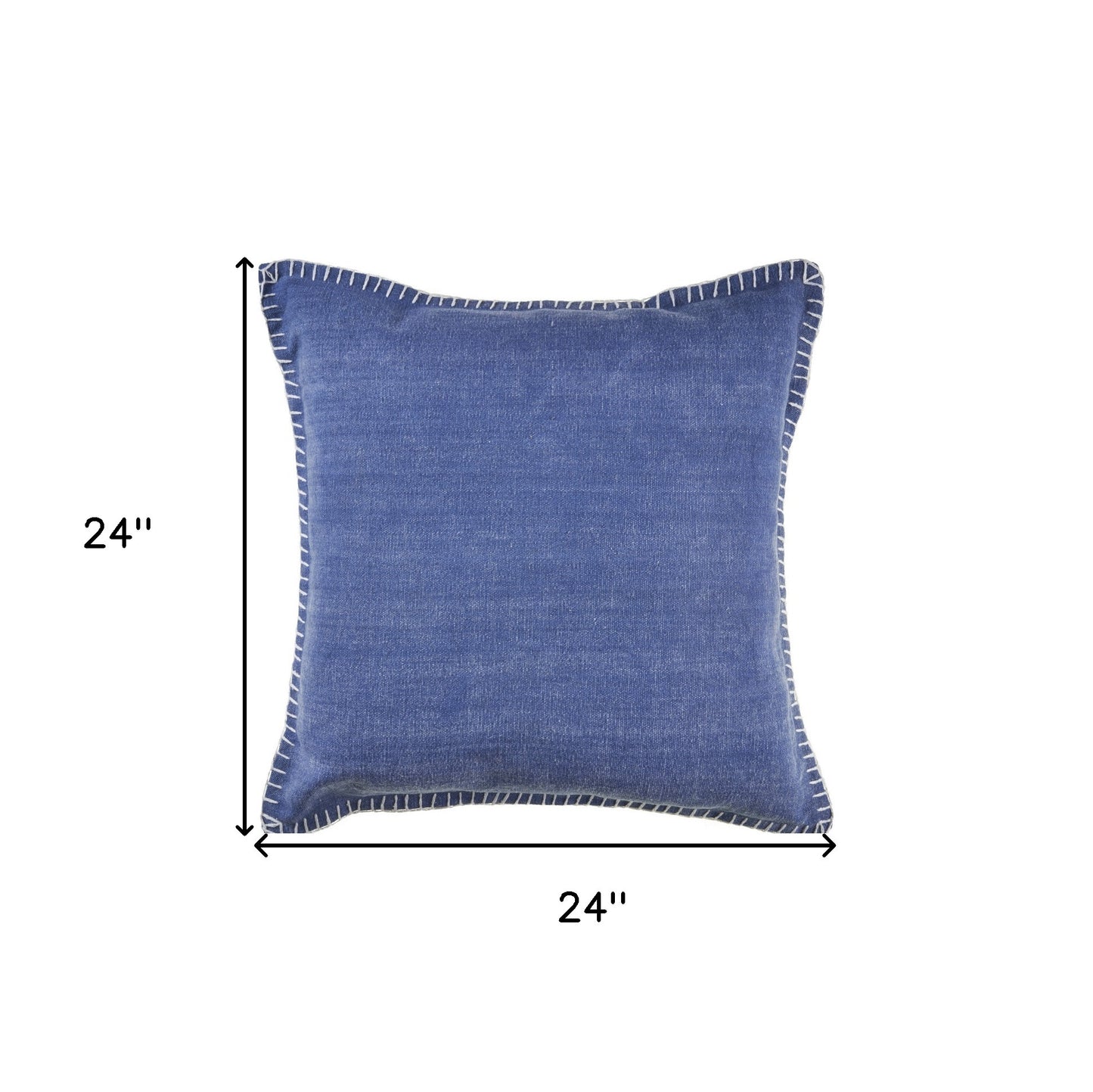 Set of Two Blue Cotton Throw Pillow