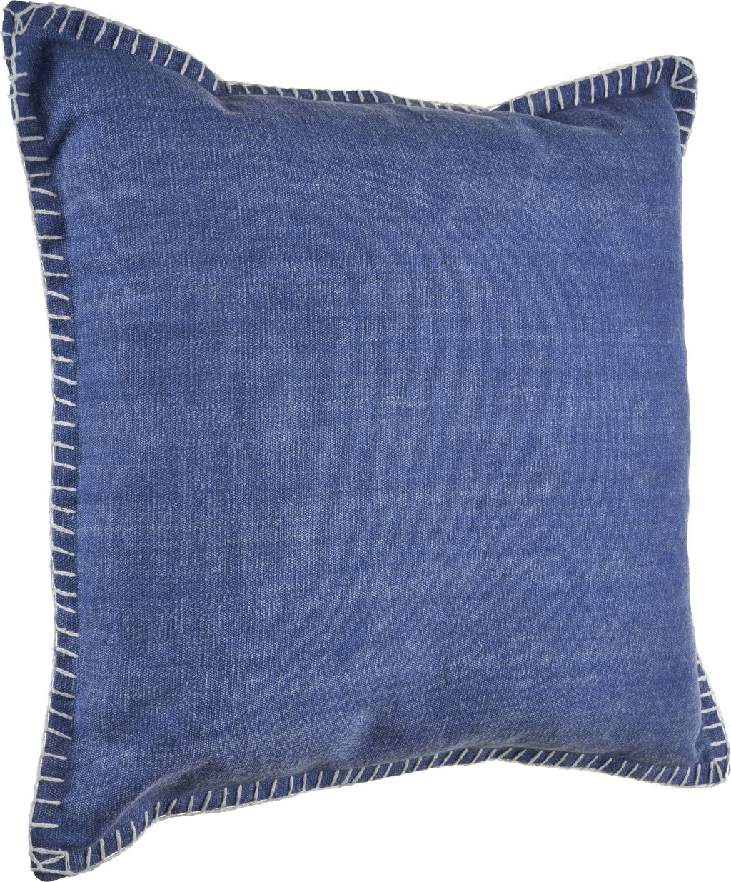 Set of Two Blue Cotton Throw Pillow