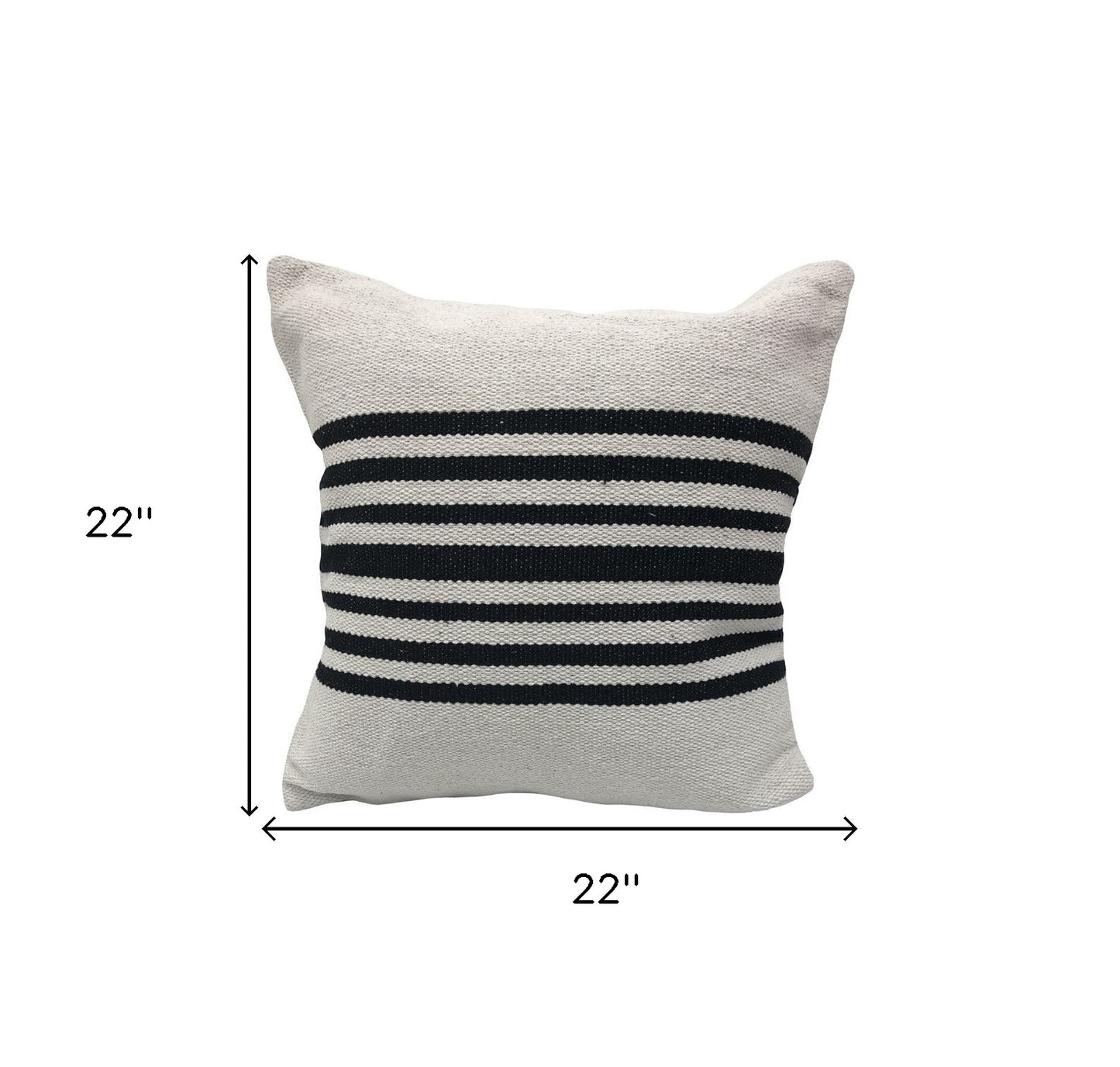 Set of Two Black and White Striped Cotton Throw Pillow