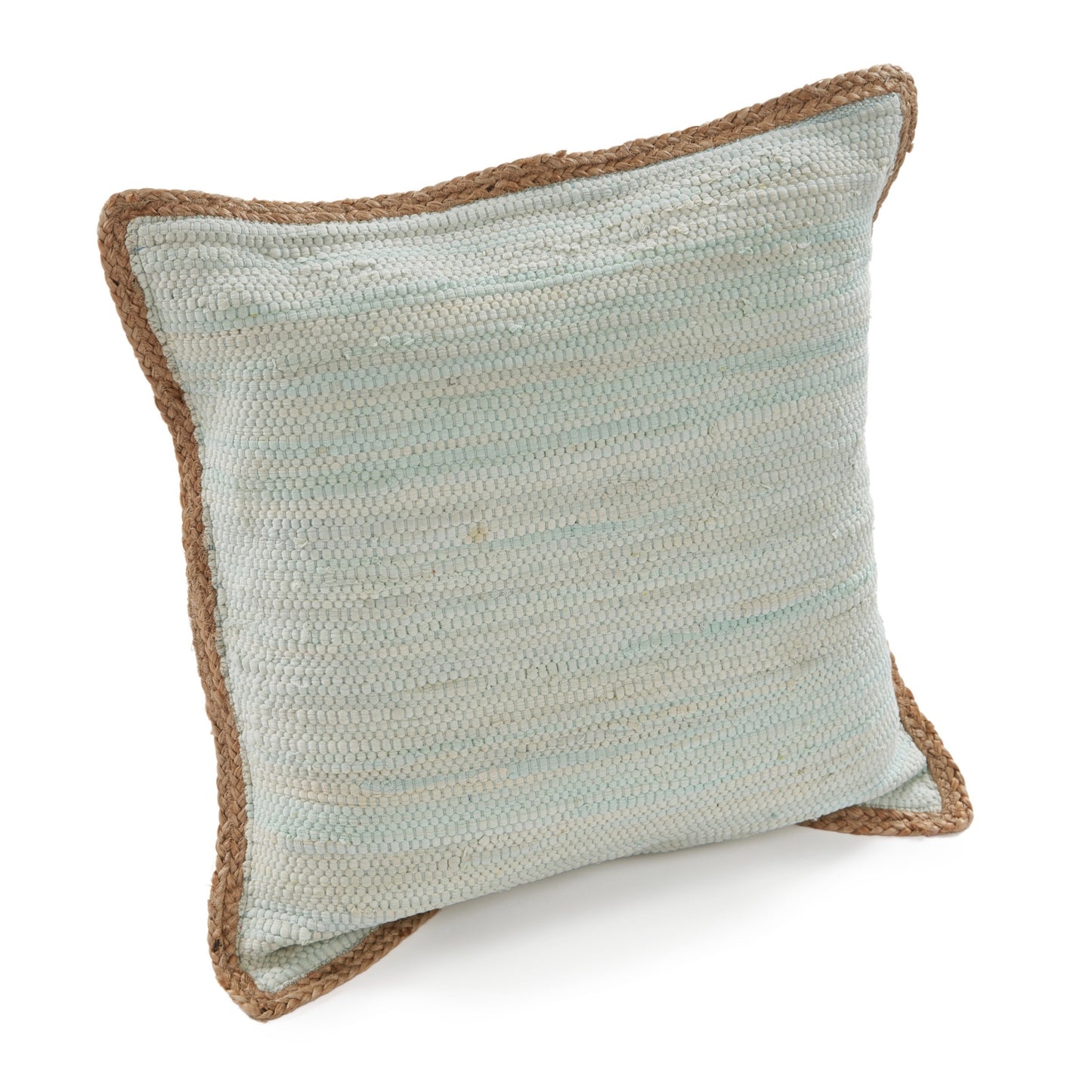 Set of Two Turquoise Cotton Throw Pillow With Ruffle