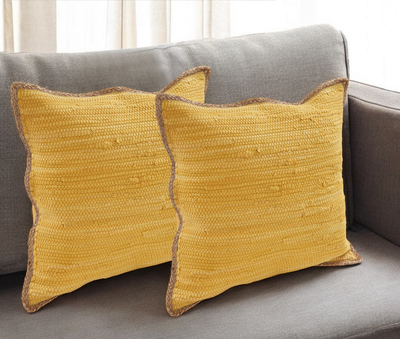 Set of Two Red Cotton Throw Pillows