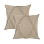 Set of Two Taupe and Brown Diamond Cotton Throw Pillow With Fringe