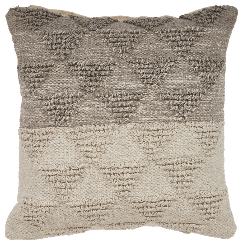 Set of Two Cream Geometric Cotton Throw Pillow With Texture