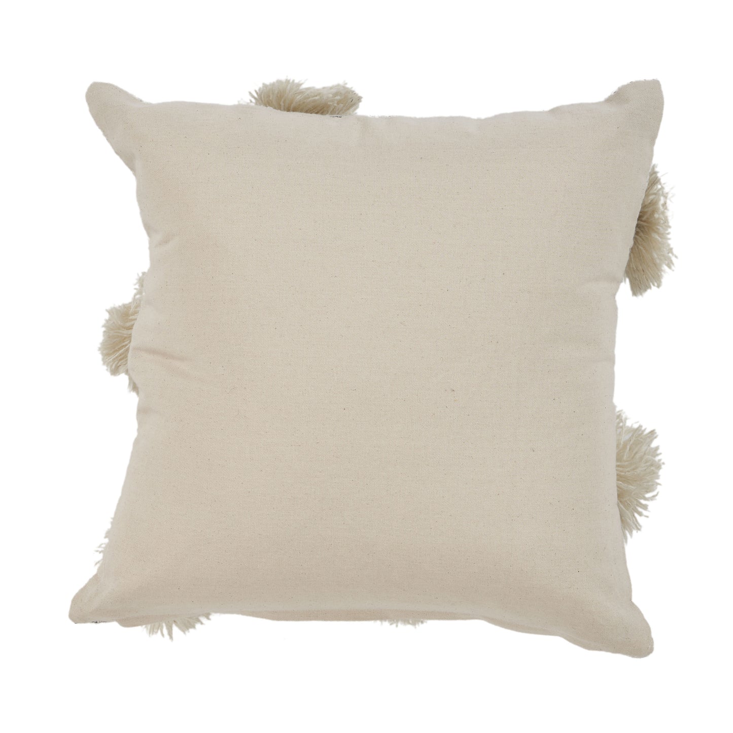 Set of Two Gray and Ivory Floral Cotton Throw Pillow With Fringe