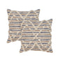 Set of Two Blue Diamond Cotton Throw Pillow With Fringe