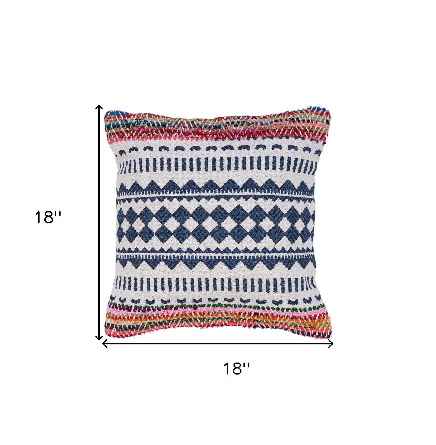 Set of Two Blue Geometric Cotton Throw Pillow