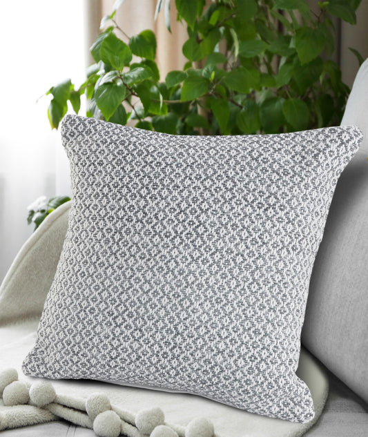 Set of Two Gray Chevron Cotton Throw Pillow