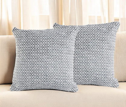 Set of Two Gray and White Geometric Cotton Throw Pillow