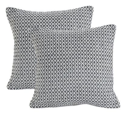 Set of Two Blue Chevron Cotton Throw Pillow