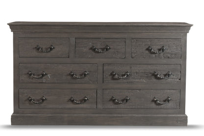 64" Gray Solid Wood Seven Drawer Double Dresser