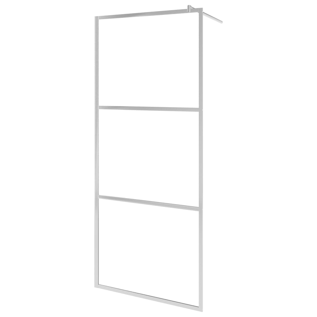 Walk-in Shower Wall with Shelf Chrome 31.5"x76.8" ESG Glass&Aluminum