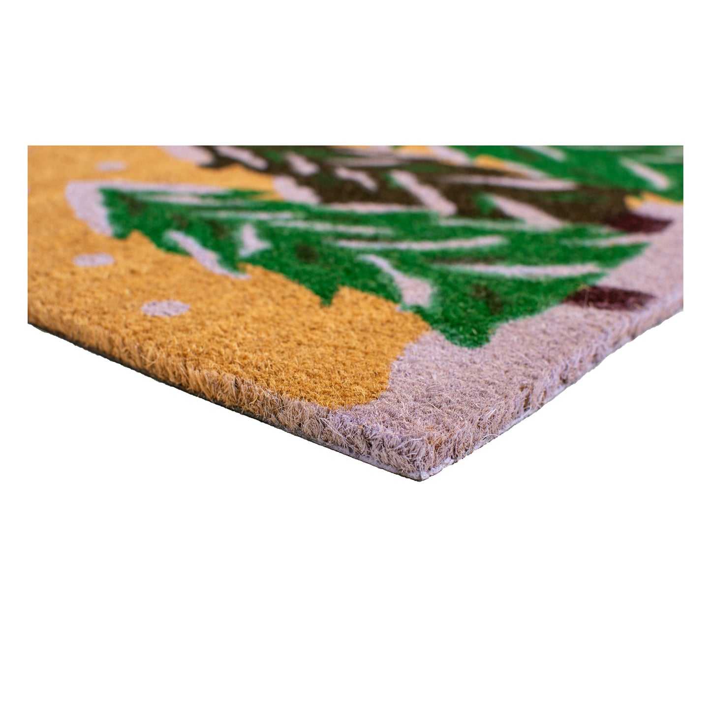 17" X 29" Natural and Green Coir Christmas Trees Outdoor Christmas Door Mat