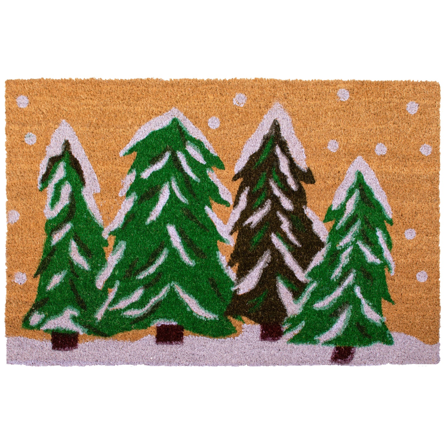 17" X 29" Natural and Green Coir Christmas Trees Outdoor Christmas Door Mat