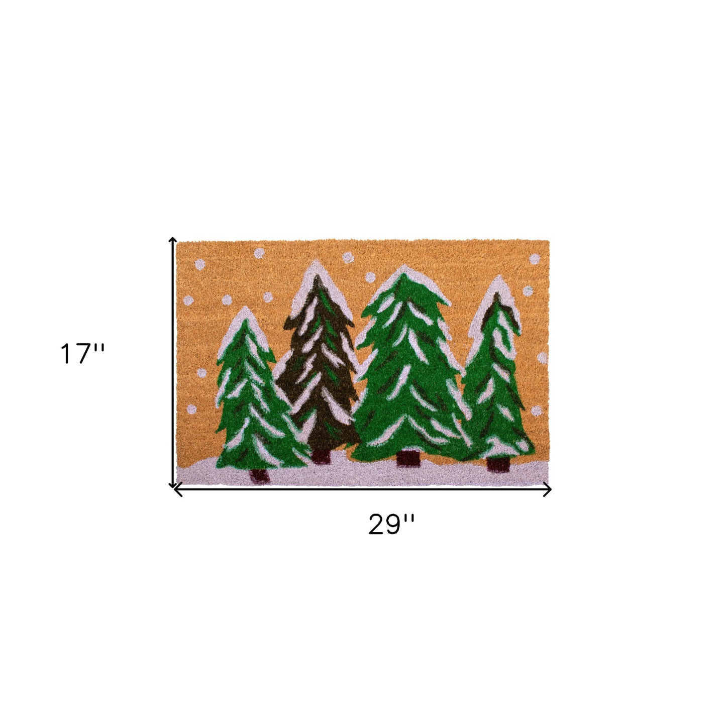 17" X 29" Natural and Green Coir Christmas Trees Outdoor Christmas Door Mat