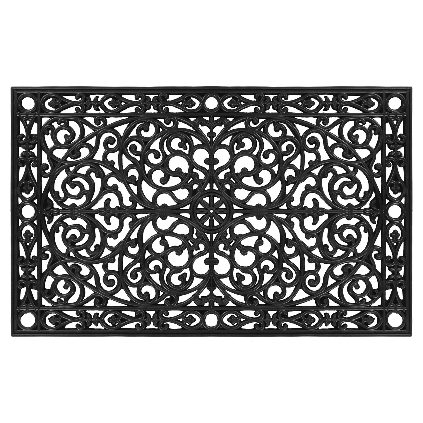 30" X 48" Black Rubber Scrollwork Outdoor Door Mat