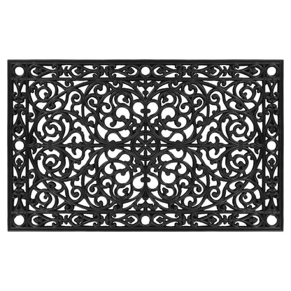 30" X 48" Black Rubber Scrollwork Outdoor Door Mat