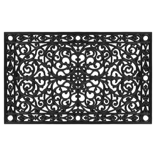 30" X 48" Black Rubber Scrollwork Outdoor Door Mat