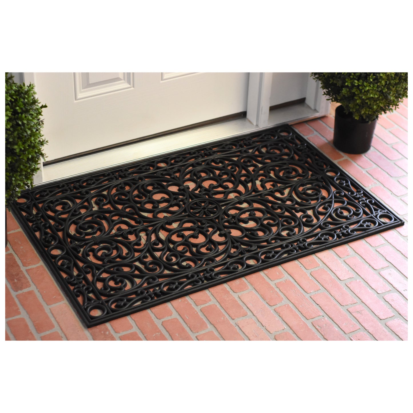 30" X 48" Black Rubber Scrollwork Outdoor Door Mat