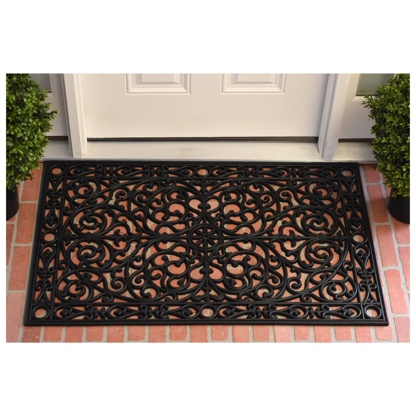 30" X 48" Black Rubber Scrollwork Outdoor Door Mat