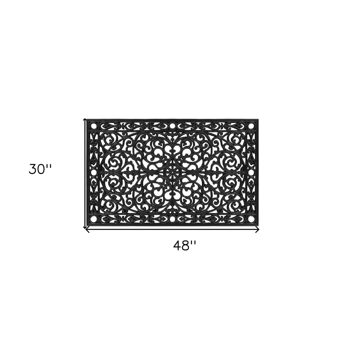 30" X 48" Black Rubber Scrollwork Outdoor Door Mat