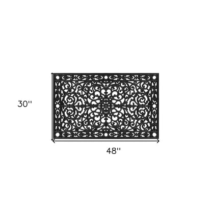 30" X 48" Black Rubber Scrollwork Outdoor Door Mat