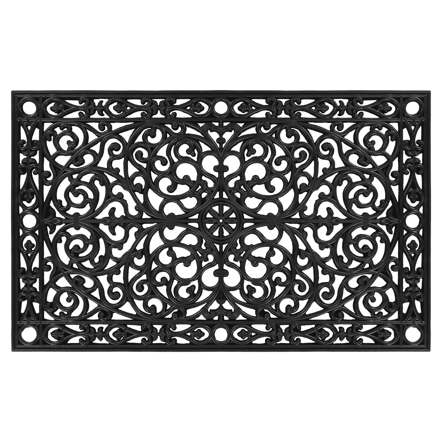 30" X 48" Black Rubber Scrollwork Outdoor Door Mat