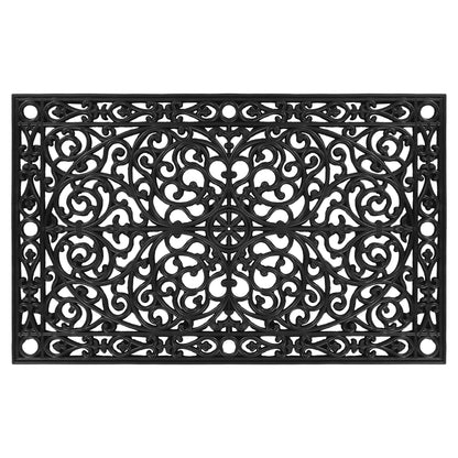 30" X 48" Black Rubber Scrollwork Outdoor Door Mat