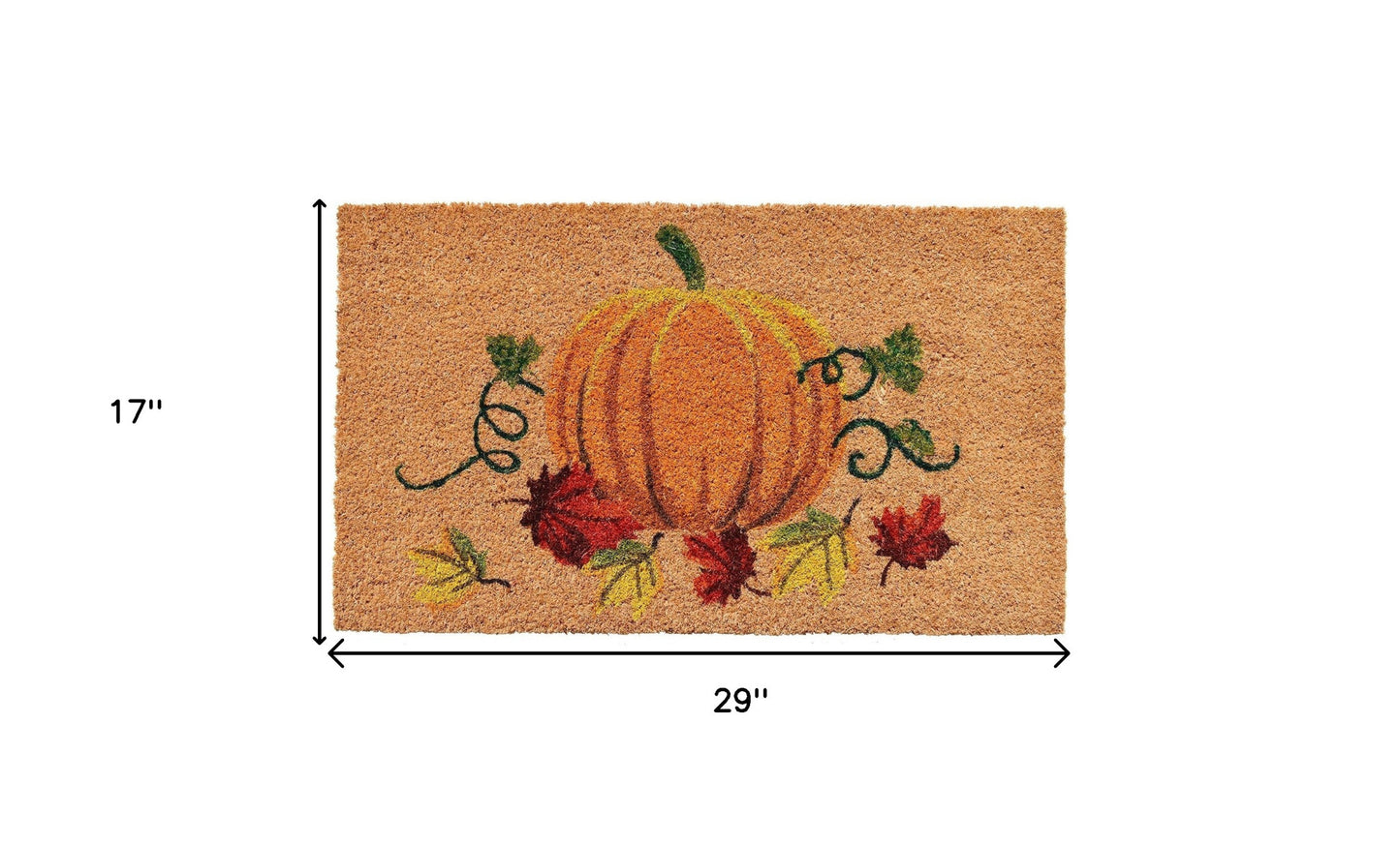 17" X 29" Natural and Orange Coir Pumpkin Outdoor Fall Door Mat