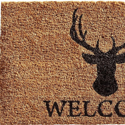 24" X 36" Natural and Black Coir Stag Welcome Outdoor Door Mat