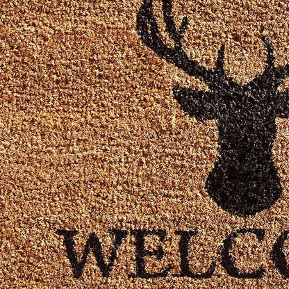 24" X 36" Natural and Black Coir Stag Welcome Outdoor Door Mat