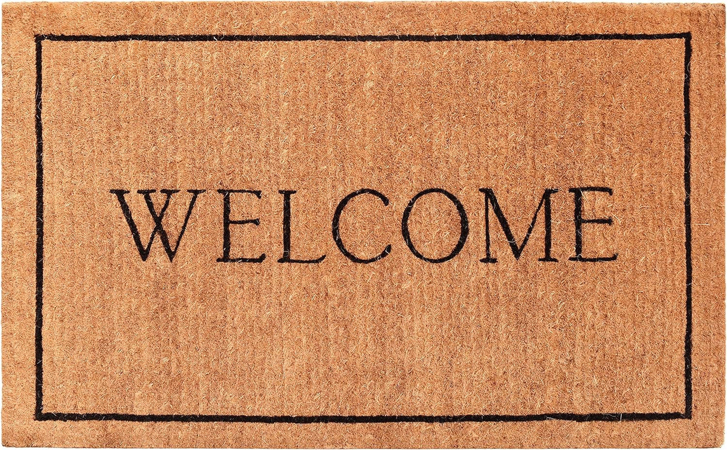 24" X 36" Natural and Black Coir Welcome Outdoor Door Mat