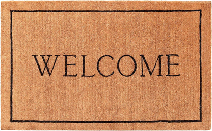 24" X 36" Natural and Black Coir Welcome Outdoor Door Mat