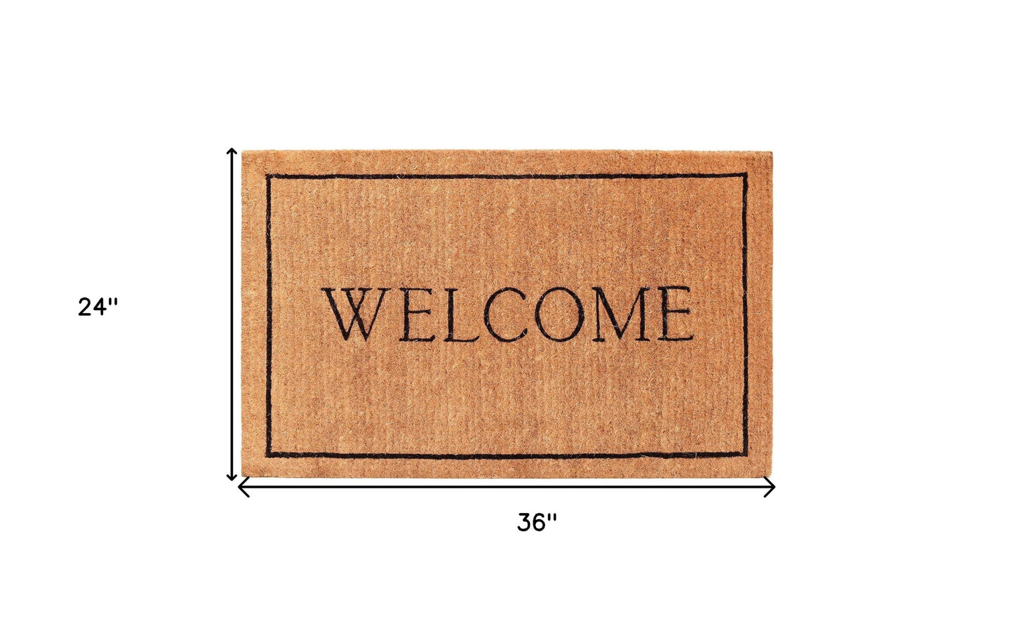 24" X 36" Natural and Black Coir Welcome Outdoor Door Mat