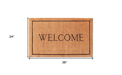 24" X 36" Natural and Black Coir Welcome Outdoor Door Mat