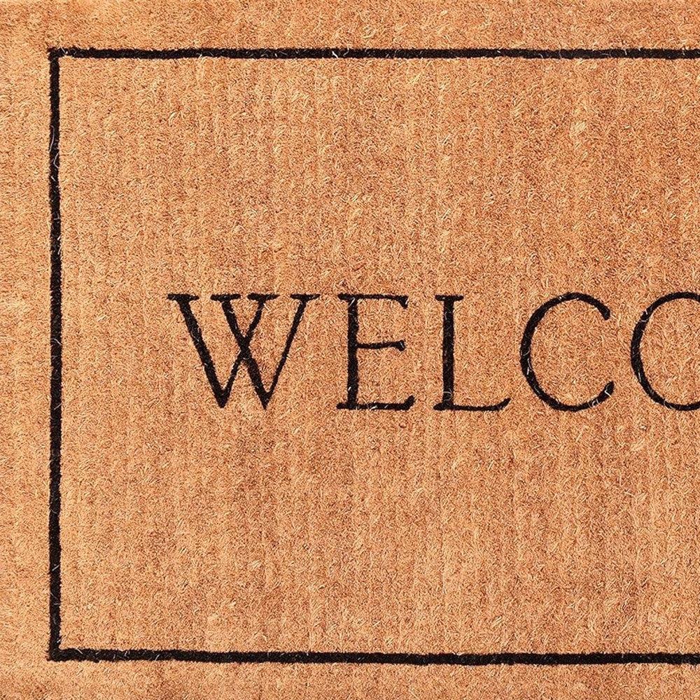 24" X 36" Natural and Black Coir Welcome Outdoor Door Mat