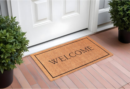 24" X 36" Natural and Black Coir Welcome Outdoor Door Mat