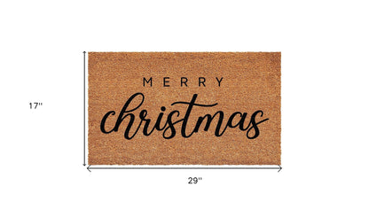 17" X 29" Natural and Black Coir Merry Christmas Outdoor Christmas Door Mat