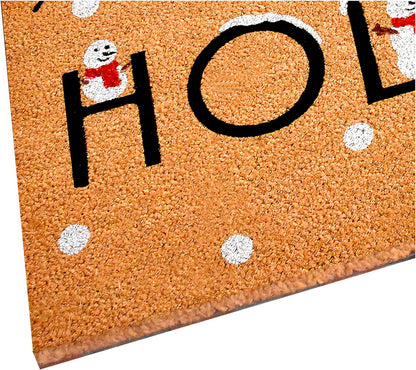 24" X 36" Natural Black and White Coir Happy Holidays Outdoor Christmas Door Mat