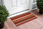 17" X 29" Red Orange and Natural Coir Striped Outdoor Door Mat