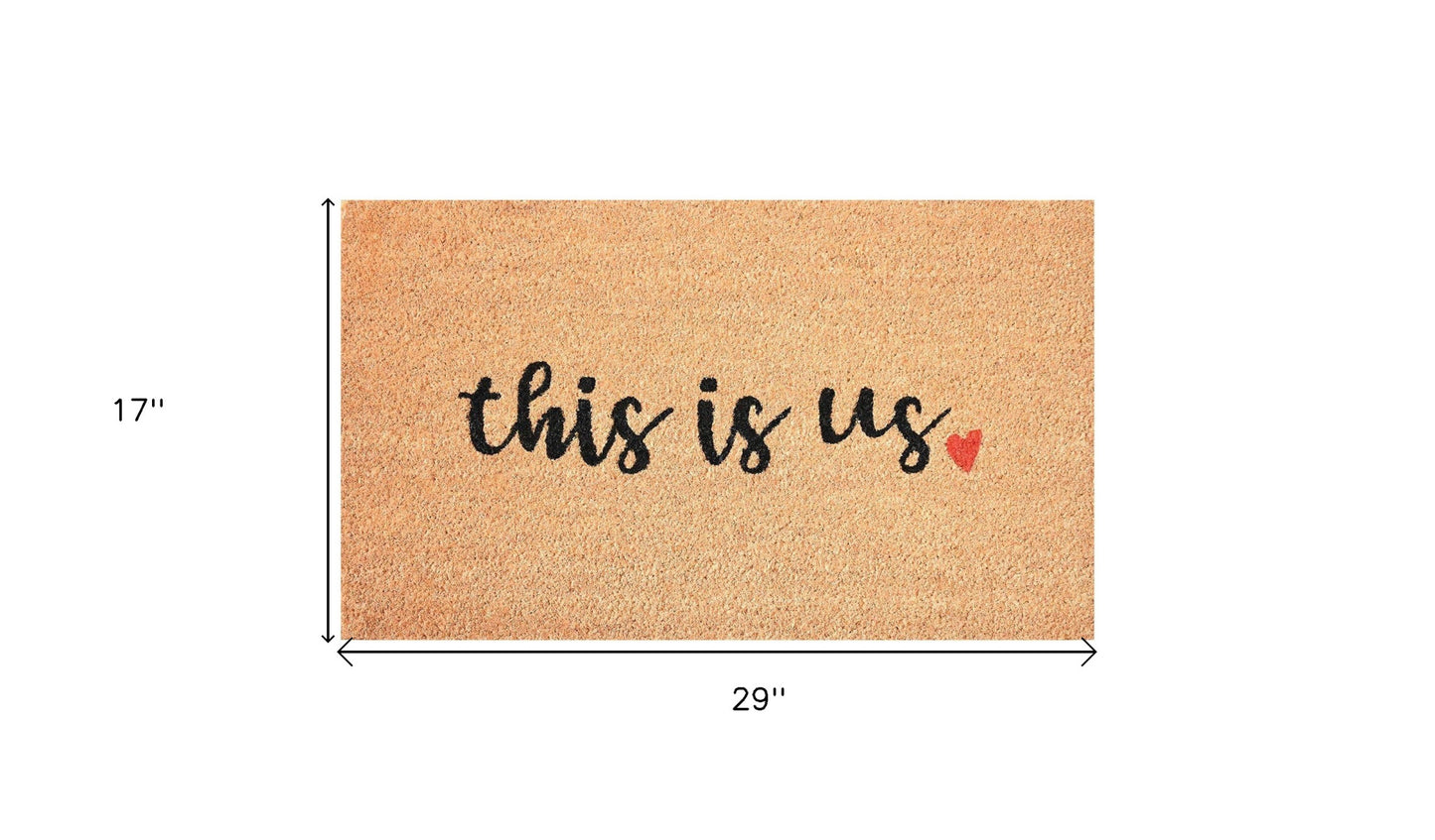 17" X 29" Natural and Black Coir This is Us Outdoor Door Mat