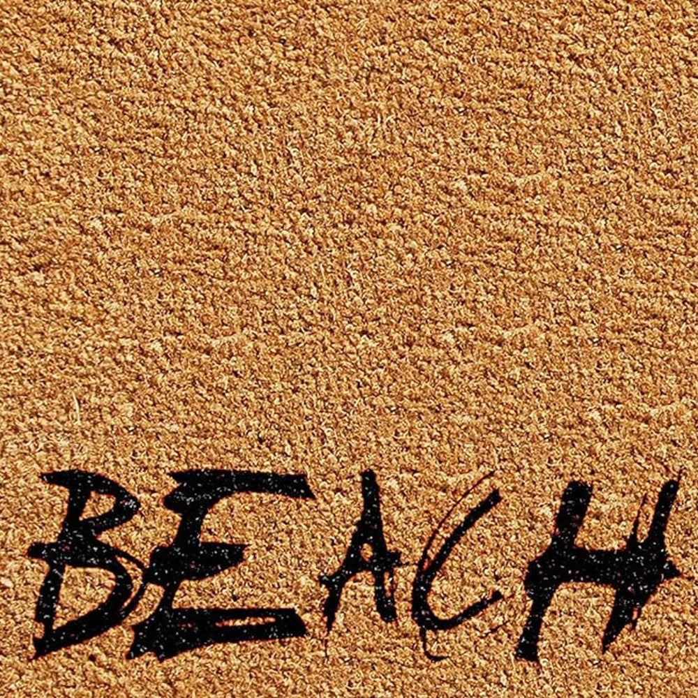 17" X 29" Natural and Black Coir Beach Life Outdoor Door Mat