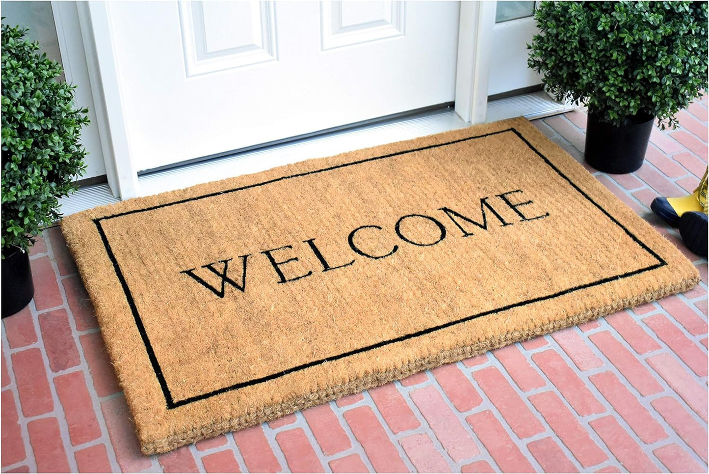 30" X 48" Natural and Black Coir Welcome Outdoor Door Mat